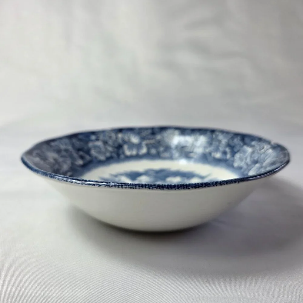 Staffordshire Liberty Blue Coupe Soup Bowl Blue White Design Mount Vernon